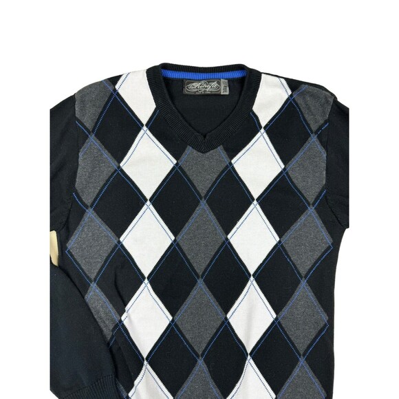 Retrofit Mens M Argyle V-Neck Pullover Sweater Diamond Pattern Long Sleeve Knit - Picture 3 of 6